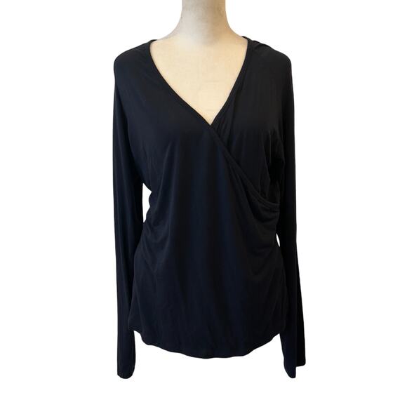 W by Worth Tops - W by Worth Navy Blue Long Sleeve Stretch Knit Cross Front Top Womens Size Medium